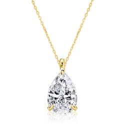 Italo Golden Classic Pear Cut Solitaire Pendant Necklace