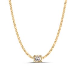 Italo Baguette Pendant Necklace Golden Necklace For Women