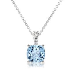 Italo Cushion Cut Aquamarine Pendant Necklace