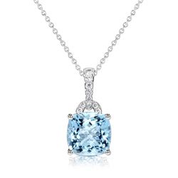 Italo Cushion & Round Cut Aquamarine Pendant Necklace