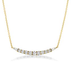 Round & Baguette Cut Pendant Necklace In 18K Gold Plated Silver