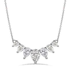 Pear Cut Created White Sapphire Pendant Necklace For Women