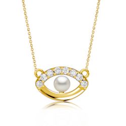 Pearl Evil Eye Pendant Necklace For Women