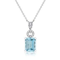 Italo Emerald Aquamarine Sapphire Pendant Necklace For Women