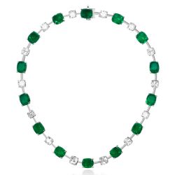 Italo Cushion Cut Emerald Necklace Emerald Tennis Necklace