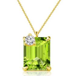 Italo Peridot Emerald Cut Pendant Necklace For Women
