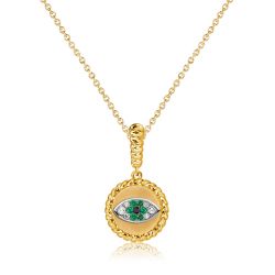 Italo Emerald Evil Eye Necklace For Women Golden Necklace