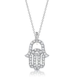 Italo White Sapphire Evil Eye Necklace Hamsa Hand Necklace