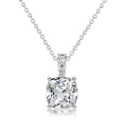 Italo White Sapphire Cushion Cut Pendant Necklace For Women