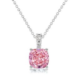 Italo Pink Sapphire Cushion Cut Pendant Necklace For Women