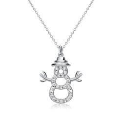 Italo White Sapphire Snowman Necklace In Sterling Silver