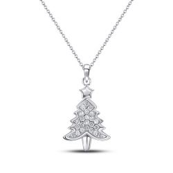 Italo White Sapphire Christmas Tree Pendant In Sterling Silver