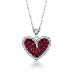 Italo Two Tone Garnet Heart Pendant Necklace For Women