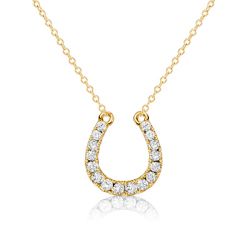 Italo White Sapphire Horseshoe Necklace In Sterling Silver