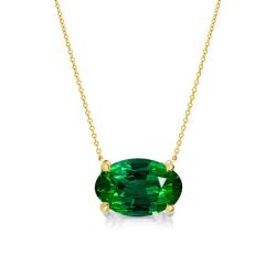 Italo Golden Oval Cut Emerald Necklace Solitaire Necklace