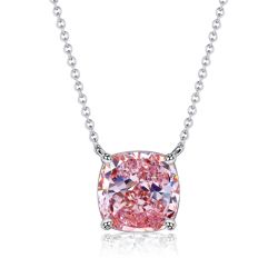 Italo Cushion Cut Pink Pendant Necklace Solitaire Necklace