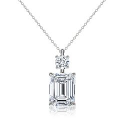 Italo Emerald Cut Pendant Necklace In Sterling Silver