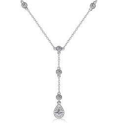 Italo Halo Pear Shaped Pendant Necklace Drop Necklace For Women