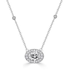 Italo Halo Round Cut Pendant Necklace In Sterling Silver