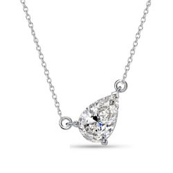 Italo Solitaire Pear Shaped Pendant Necklace In Sterling Silver