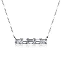 Italo Baguette Cut Necklace In Sterling Silver Bar Necklace