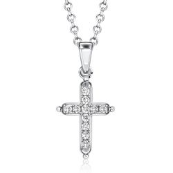 Italo White Sapphire Necklace Dainty Cross Pendant Necklace