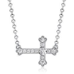 Italo Sideways White Sapphire Necklace Cross Necklace For Women