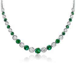 Italo Round Emerald Sapphrie Bezel Set Tennis Necklace