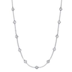 Italo White Sapphire Necklace Bezel Set Tennis Necklace