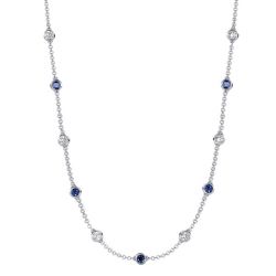 Italo Blue & White Sapphire Bezel Set Tennis Necklace