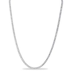 Italo 3.00 MM White Sapphire Round Cut Tennis Necklace For Women