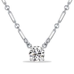 Italo Unique Chain White Sapphrie Round Cut Pendant Necklace (2 CT. TW.)
