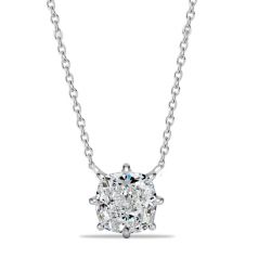 Italo 8 Prong Single Stone Cushion Cut Pendant Necklace For Women