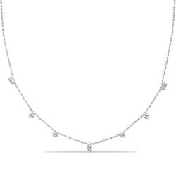 Italo Bezel Set Multi Cut Station Necklace Chain Necklace For Women