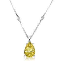 Italo 2 Carat Pear Cut Yellow Topaz Pendant Necklace For Women