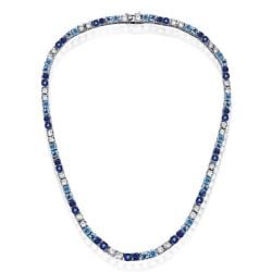 Italo 4.5 MM Round Cut Blue Sapphire Blue Topaz Tennis Necklace For Women