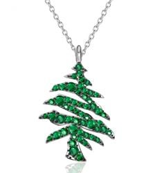 Italo Two Tone Christmas Tree Emerald Sapphire Necklace Christmas Jewelry