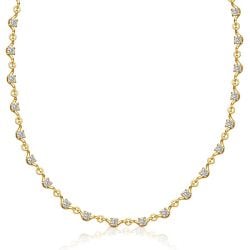 Italo Golden Scalloped Necklace Round Cut Tennis Necklace For Women