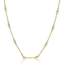 Italo Golden 3 MM Round Cut Station Necklace Tennis Necklace For Women