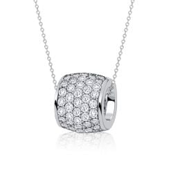 Italo Micro Pave Tube Eternity White Sapphire Pendant Necklace For Women