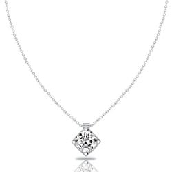 Italo White Sapphire Cushion Cut Solitaire Pendant Necklace For Women