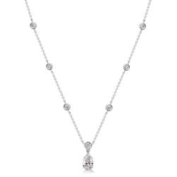 Italo Bezel Setting Round & Pear Cut Pendant Neckalce For Women