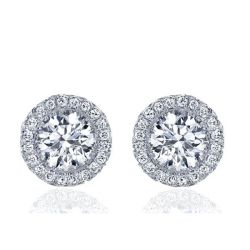 Round Sparkle Halo Stud Earrings