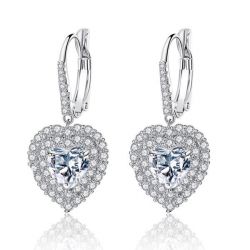 Silver Heart Drop Earrings