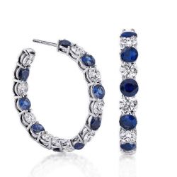 Blue Sapphire Hoop Earrings