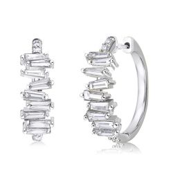 Baguette Cut White Sapphire Earrings For Women
