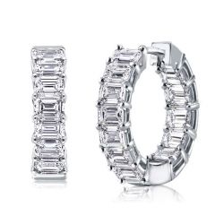 Italo Emerald Cut Hoop Earrings Sterling Silver Earrings for Women