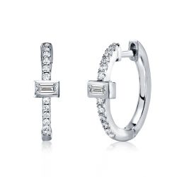 Bezel-set Baguette Hoop Earrings