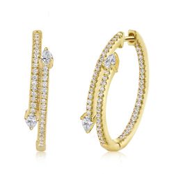 Golden Pear Cut Hoop Earrings