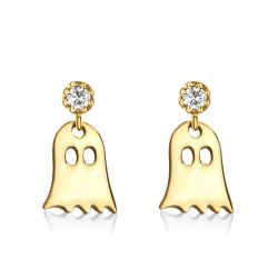 Golden Ghost Round Cut Drop Earrings